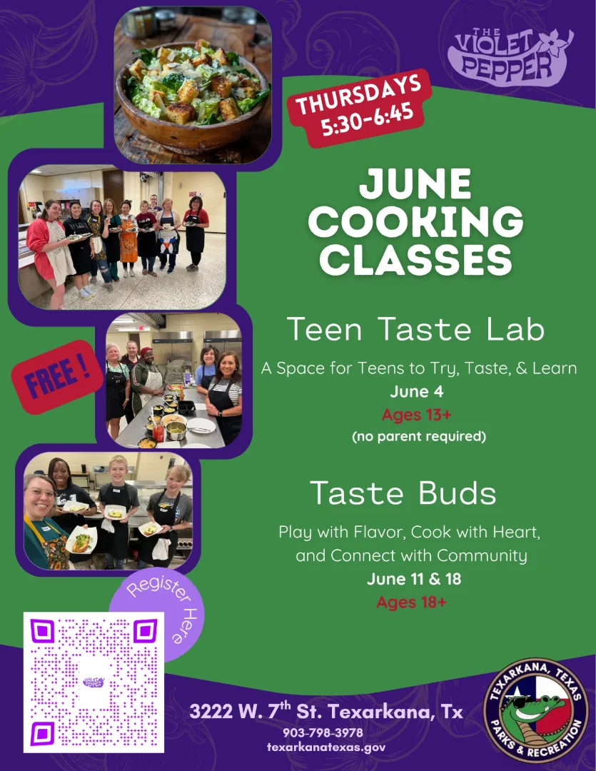 June cooking class schedule flyer